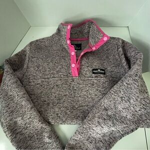 Simply Southern Heathered Sweater with Pink Trim